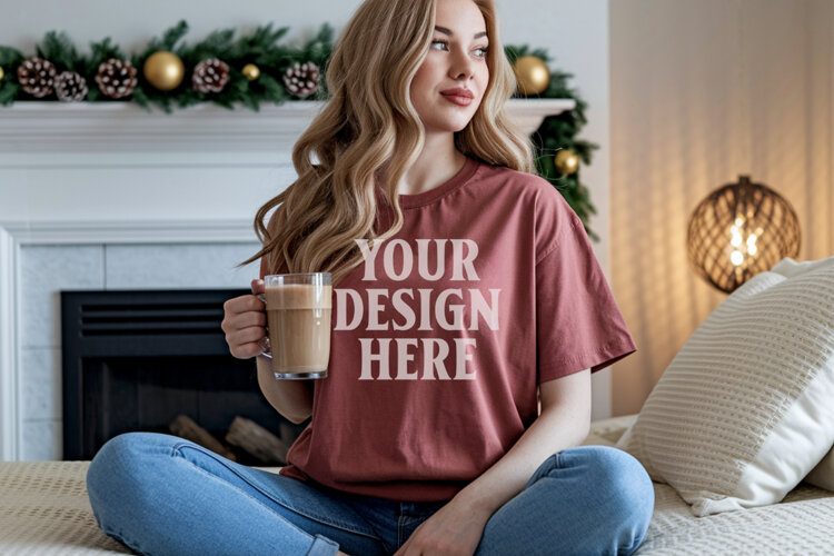 Brick Christmas Comfort Colors 1717 T-shirt Mockup example image 1