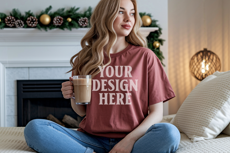 Brick Christmas Comfort Colors 1717 T-shirt Mockup
