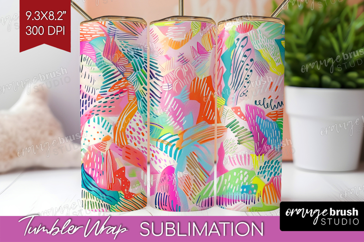 Brush Stroke Tumbler Wrap - Abstract Tumbler PNG Sublimation