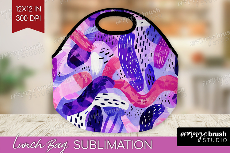 Brush Stroke Lunch Bag - Abstract Lunch Bug PNG Sublimation