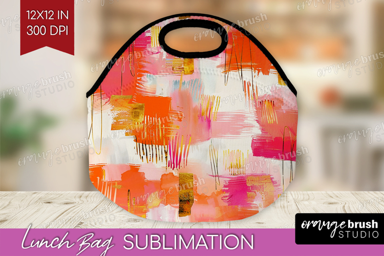 Brush Stroke Lunch Bag - Abstract Lunch Bug PNG Sublimation
