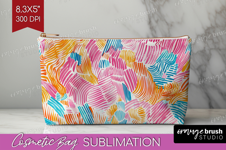Brush Stroke Cosmetic Bag - Abstract Makeup Bag PNG