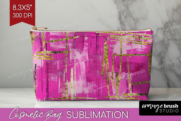 Brush Stroke Cosmetic Bag - Abstract Makeup Bag PNG