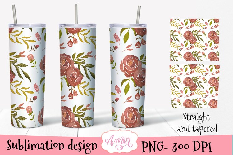 Floral tumbler sublimation design seamless example image 1