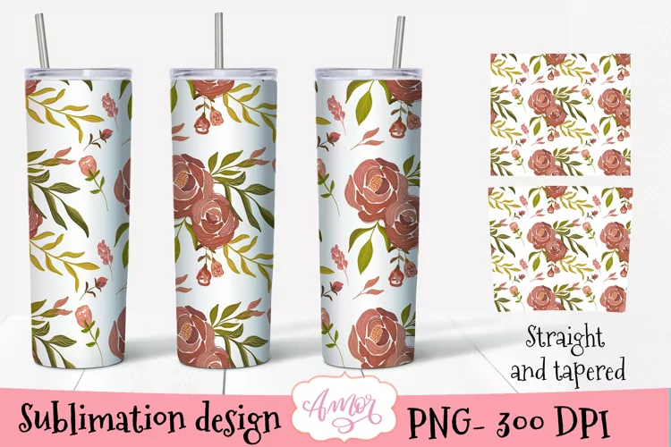 Floral tumbler sublimation design seamless