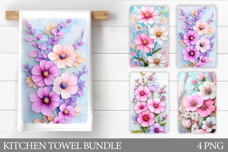 Flowers Kitchen Towel. Floral Kitchen Towel Sublimation example image 1