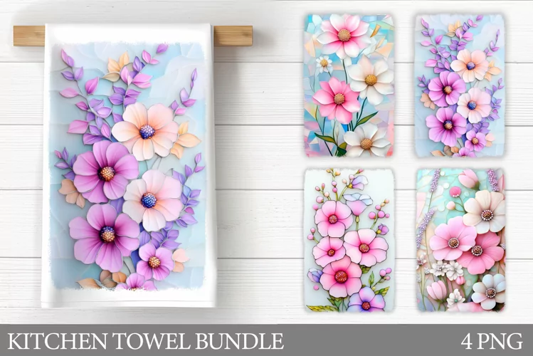 Flowers Kitchen Towel. Floral Kitchen Towel Sublimation