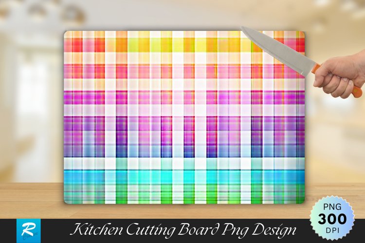 Colorful Plaid Cutting Board Sublimation Design example image 1
