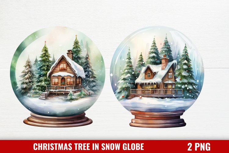 Christmas Tree in Snow Globe Clipart,