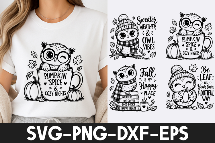 Cute Autumn Owl Quotes SVG PNG