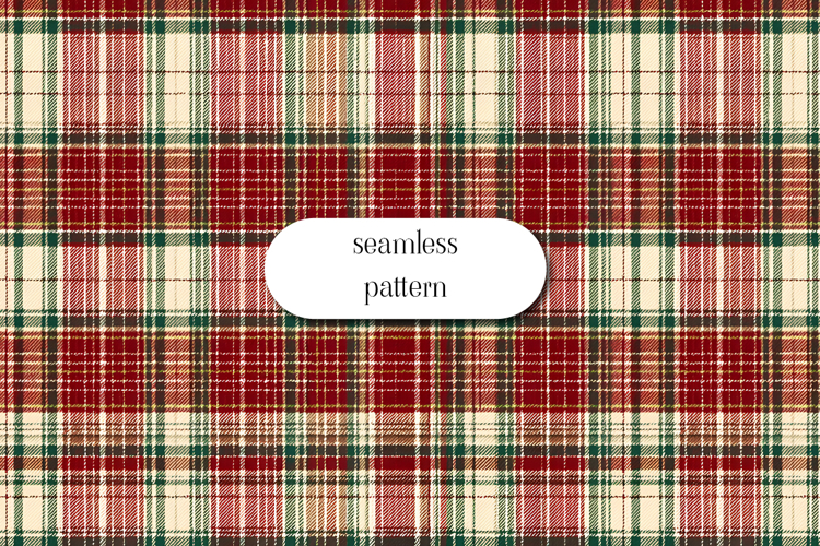 Cozy Red Beige Tartan Plaid Seamless Textile Pattern