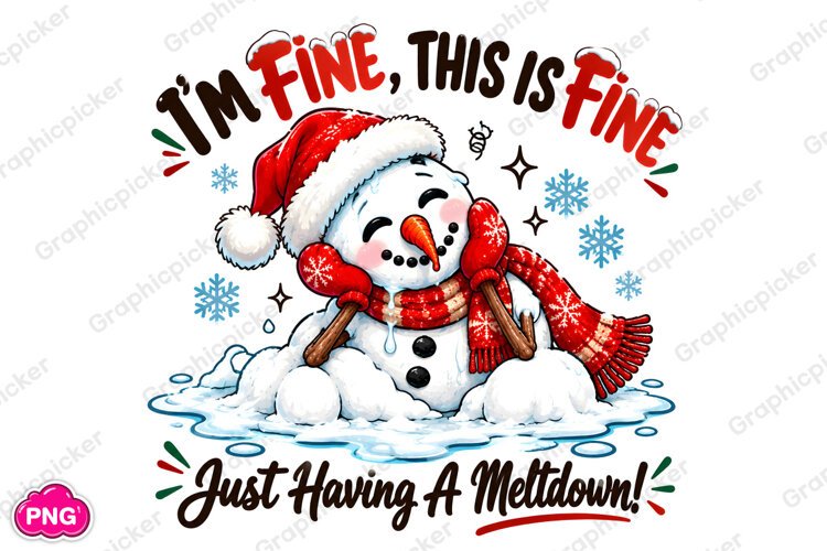 It's Fine I'm Fine Everything is Fine PNG, Christmas PNG example image 1