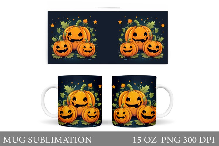 Cute Pumpkin Mug Design. Cute Halloween Mug Sublimation example image 1