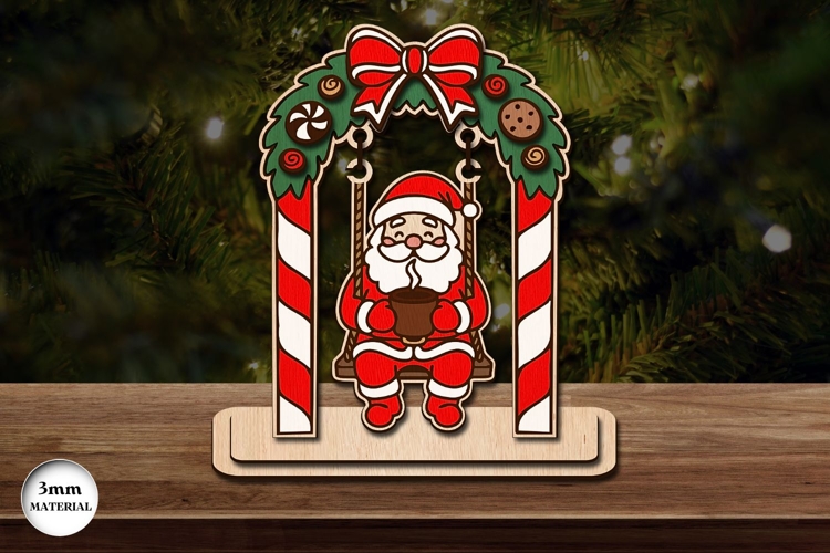 Santa Claus on Swing Laser Cut | Glowforge | SVG