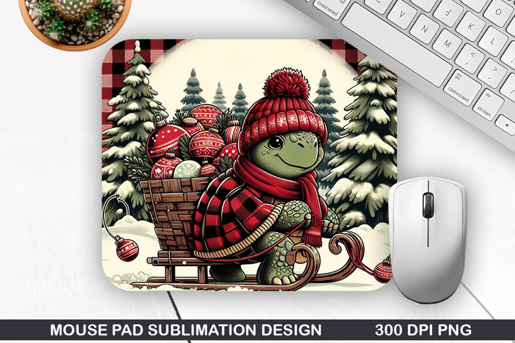 Turtle Mouse Pad Sublimation, Christmas Mouse Pad PNG