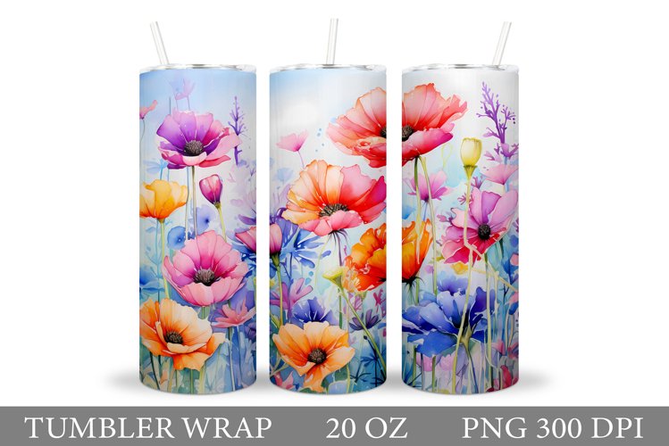 Flowers Tumbler Design. Wildflowers Tumbler Sublimation