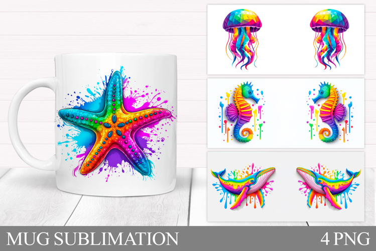 Sea Animals Mug Design. Sea Animals Sublimation