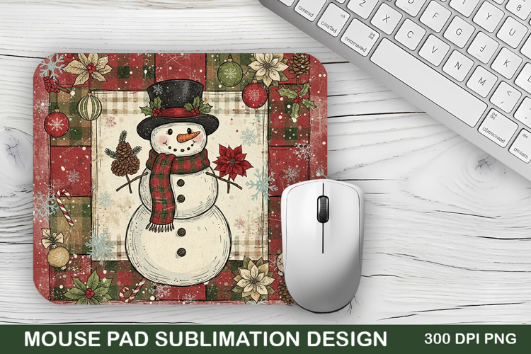 Christmas Snowman Mouse Pad Sublimation - Christmas Design
