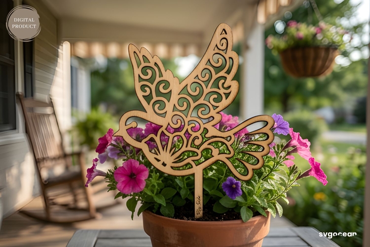 Spring Bird Garden Stake Laser Cut | Glowforge | SVG