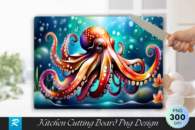 Octopus Cutting Board sublimation Design