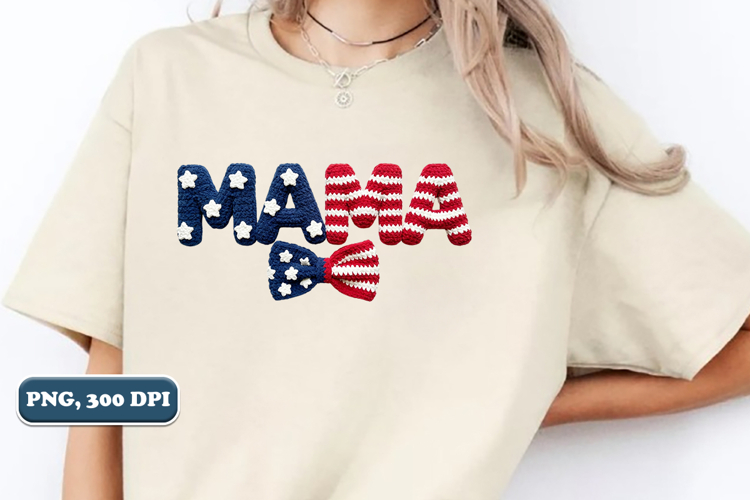 Coquette Mama USA Flag Faux yarn PNG