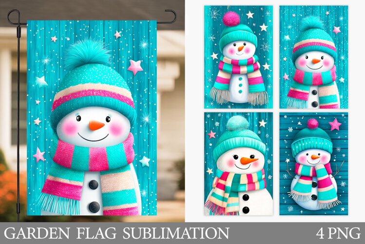 Snowman Garden Flag. Christmas Garden Flag Design example image 1