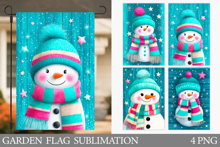 Snowman Garden Flag. Christmas Garden Flag Design