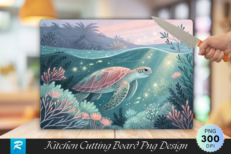 Underwater Turtle Glow Cutting Board PNG example image 1
