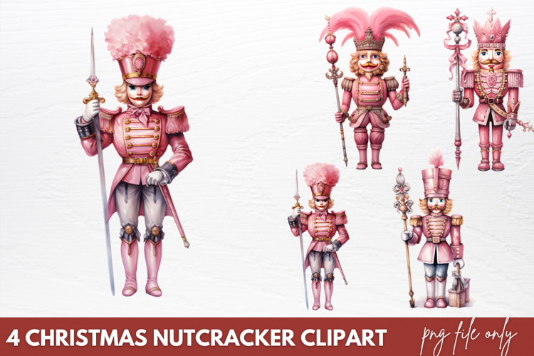 Pink Christmas Nutcracker Clipart Sublimation