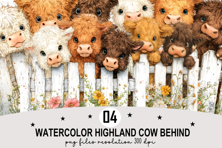 Watercolor highland cow Clipart png Whimsical cow Clipart