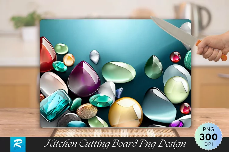Multicolor Stones Cutting Board Sublimation Design
