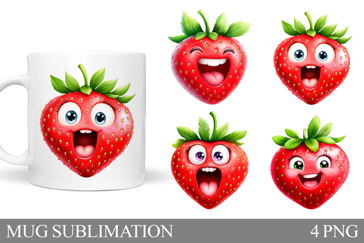 Cute Strawberry Mug Design. Funny Strawberry Mug Sublimation