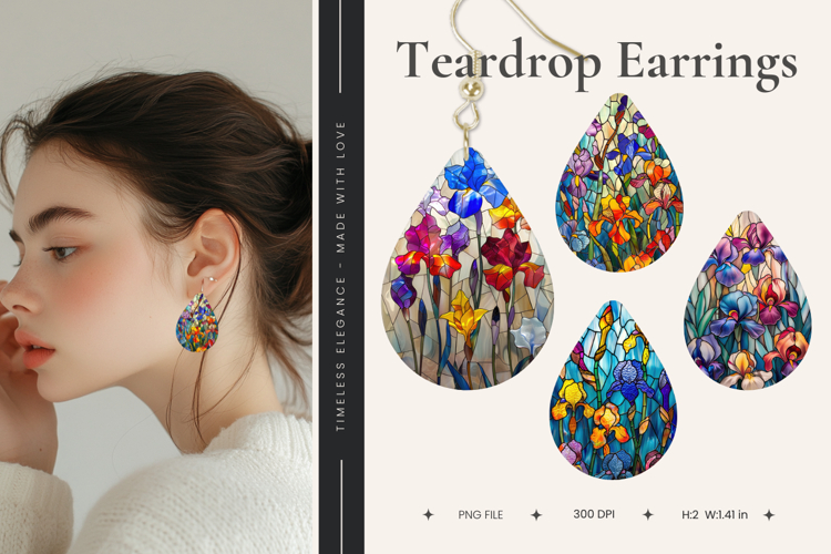 Flower Teardrop Earring Floral Teardrop Sublimation_1