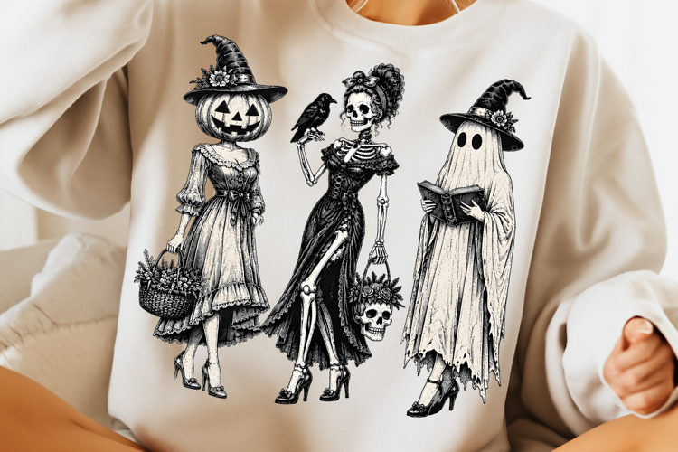 Halloween PNG Spooky Girl Squad, Preppy Halloween PNG, Ghost