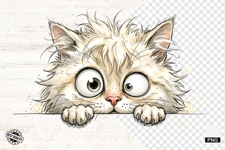 Whimsical Peeking Cat Png - Cats Clipart