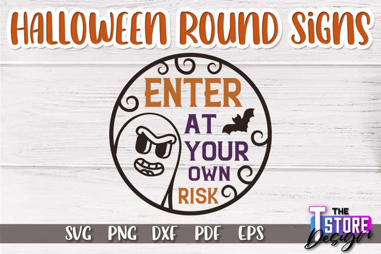 Halloween Round Signs SVG Design|Halloween Signs Quotes SVG example image 1