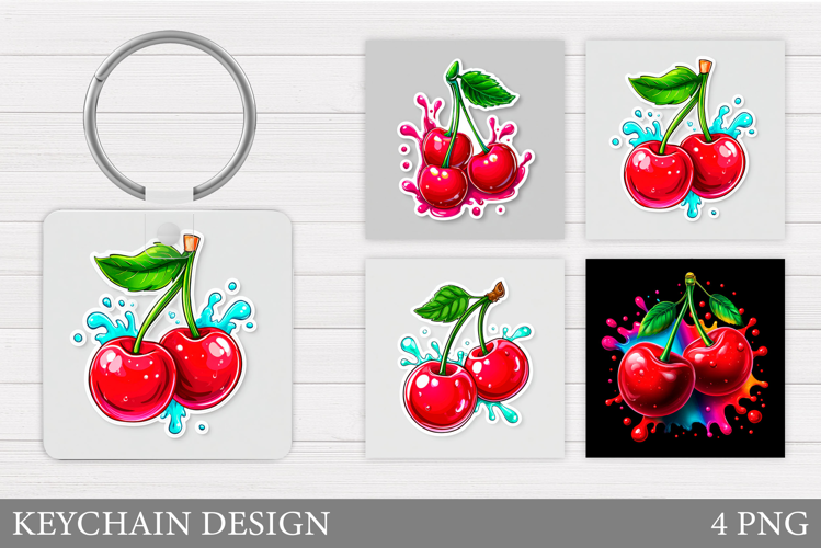 Cherry Keychain Design. Cherries Keychain Sublimation
