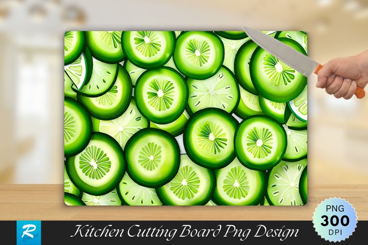 Cucumber Slices Cutting Board Sublimation Design