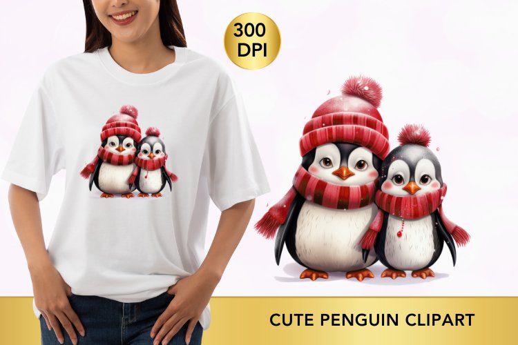 christmas cute penguin clipart, penguin sublimation