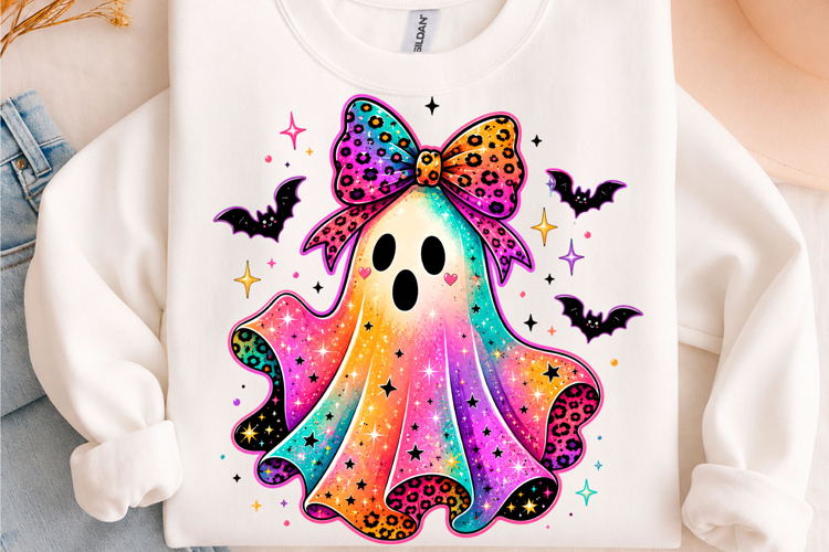 Leopard Bow Ghost Halloween PNG