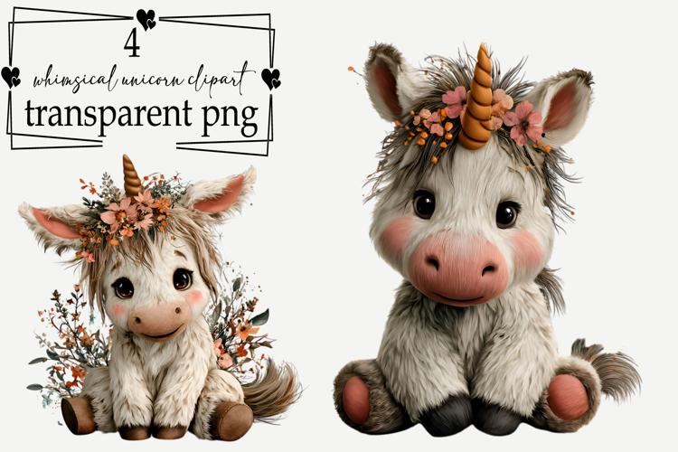 Whimsical Unicorn Clipart Watercolor PNG