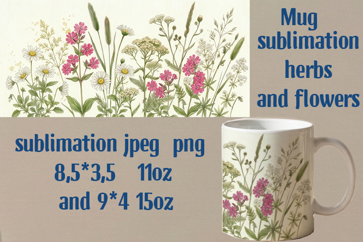 Wrapper mug wildflowers and herbs