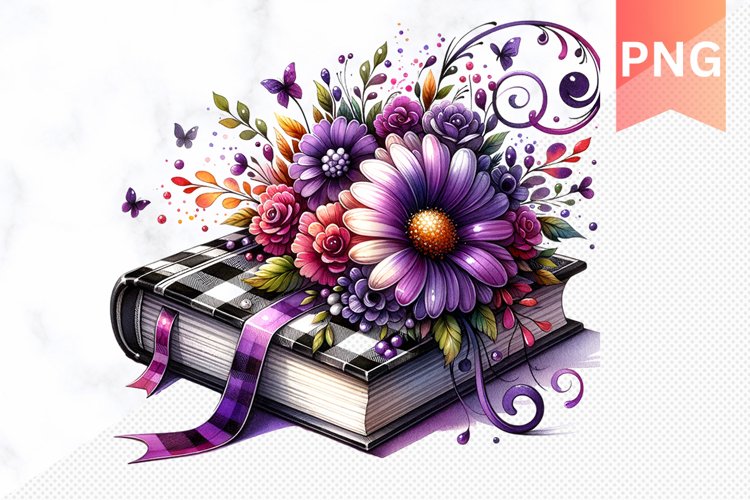 Books Flowers - Clipart PNG Design