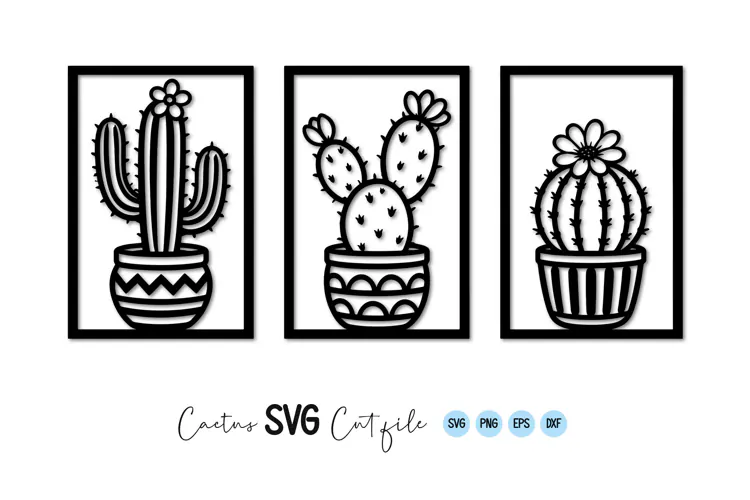 Flowering Cactus Frame SVG PNG