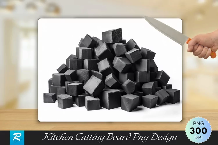 Charcoal Isolated on White Cutting Board sublimation Design