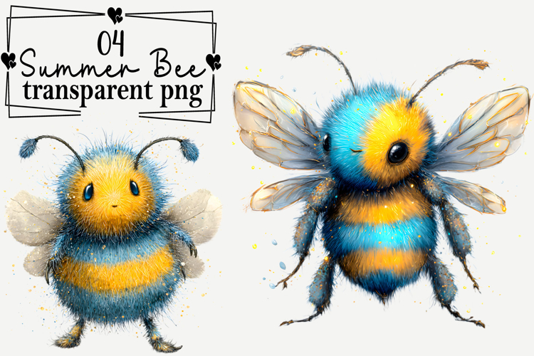 Whimsical Summer Bee Clipart Watercolor PNG