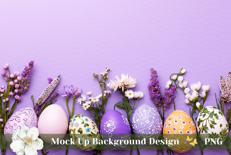 Easter Eggs Background PNG, Easter Background Mockup