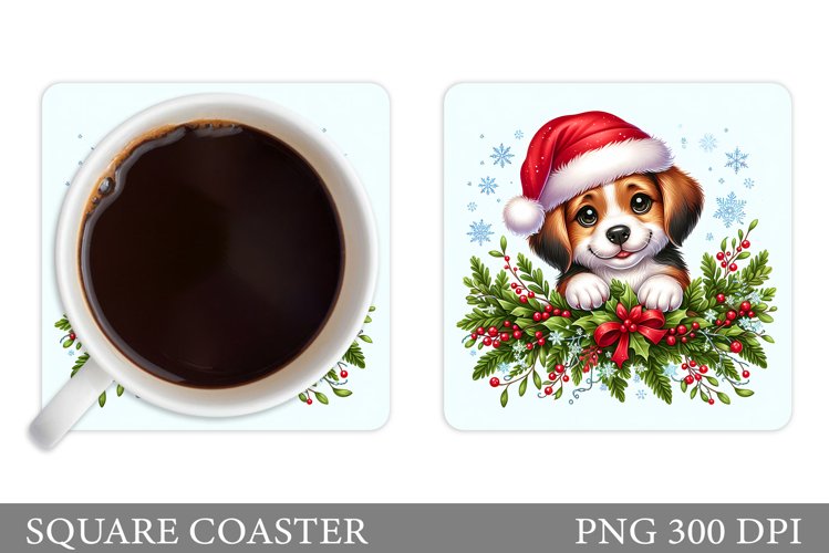 Christmas Dog Coaster Design. Christmas Coaster Sublimation