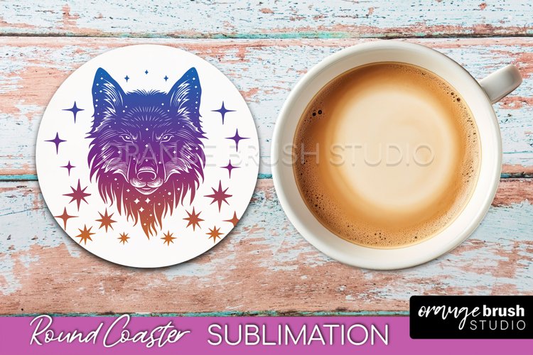 Celestial Coaster Sublimation, Boho Mystical Round Coaster example image 1