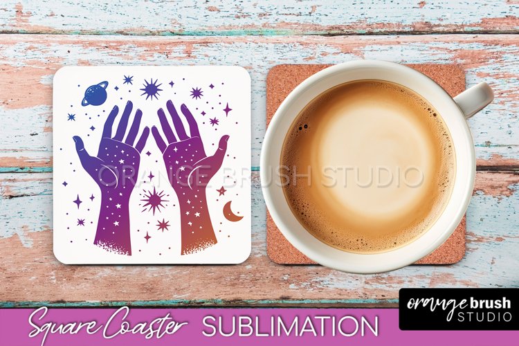 Boho Mystical Square Coaster PNG - Celestial Sublimation example image 1